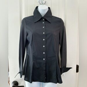 Classic W by Worth Black Button-Up Women's Top with French cuffs